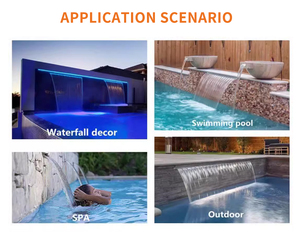 Fabrication en usine Entrée <span class=keywords><strong>d</strong></span>'<span class=keywords><strong>eau</strong></span> inférieure <span class=keywords><strong>Lame</strong></span> <span class=keywords><strong>d</strong></span>'<span class=keywords><strong>eau</strong></span> acrylique <span class=keywords><strong>avec</strong></span> bande lumineuse <span class=keywords><strong>led</strong></span> amovible pour <span class=keywords><strong>piscine</strong></span> de jardin - Product Image 3