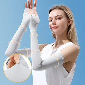Mangas de protección solar de seda helada para mujer, guantes de ciclismo al aire libre de longitud extendida con protección UV XG60 - Product Image 3