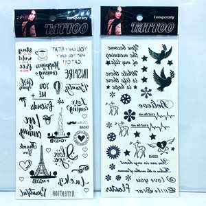 OEM personalizzato di alta qualità temporaneo inchiostro di testo nero adesivo del <span class=keywords><strong>tatuaggio</strong></span> bel disegno Lettering - Product Image 4