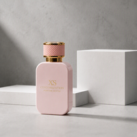 Flacons de parfum vides en verre carré rose avec bouchon à anneau doré, flacon de parfum personnalisé, logo sur mesure, vente en gros OEM ODM
