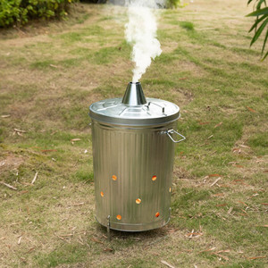 75L Open Top Galvanized Steel Incinerator Eco-Friendly Outdoor Garden Waste Wood <strong>Fire</strong> <strong>Bin</strong> with Rolling Cover - Product Image 3