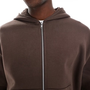 Sudadera con capucha y cremallera para hombre, estilo boxy, personalizada, con logo bordado, hombros caídos, corte regular, ropa de exterior para otoño con bolsillo - Product Image 6