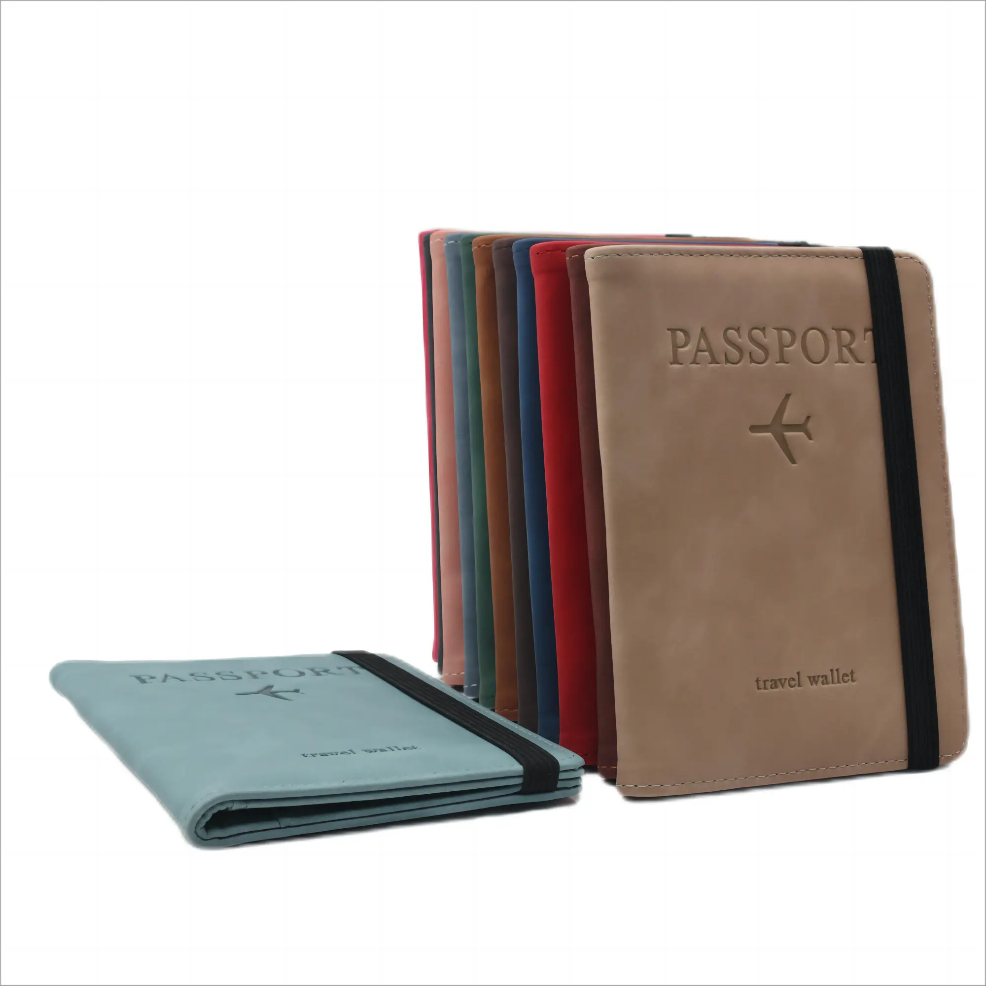 หนังใส่หนังสือเดินทาง RFID โรงงานขายตรงปกหนังสือเดินทาง PU ใบรับรองกระเป๋ายางยืดป้องกันกระเป๋าเดินทางหนังสือเดินทาง