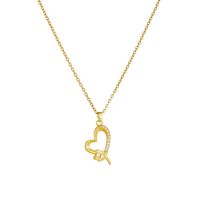 Kalung Liontin Hati Berongga Lapis Emas dengan Zirkon Mikro-Inlaid, Kalung Choker Manis untuk Wanita, Hadiah Minimalis