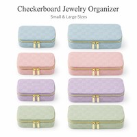 Étui de voyage pour bijoux en gros avec miroir, compartiments pour bagues et broches, intérieur en velours, fermeture éclair, boîte cadeau portable