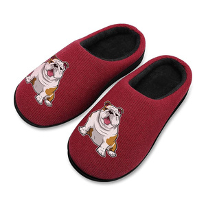 Simpatiche pantofole da <span class=keywords><strong>uomo</strong></span> in cotone lavorate a maglia con stampa Bulldog inglese Memory Foam <span class=keywords><strong>calde</strong></span> pantofole Casual per la casa - Product Image 1