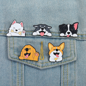 Lindo perro esmalte Pin dibujos animados Border <span class=keywords><strong>Collie</strong></span> broche Siberian Husky <span class=keywords><strong>Golden</strong></span> Retriever solapa insignia joyería regalo - Product Image 1