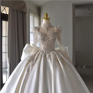 Robe de mariée S1398T 2026 personnalisée de haute qualité, motif bohème royal, manches longues, dentelle, traîne chapelle - Product Image 3