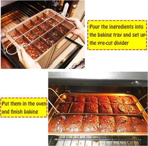 Divisores de alta resistencia antiadherentes 18 Bandeja para hornear Brownie precortada Bandeja rectangular Molde para pasteles Muffin y Cupcake Pan para hornear en horno - Product Image 5