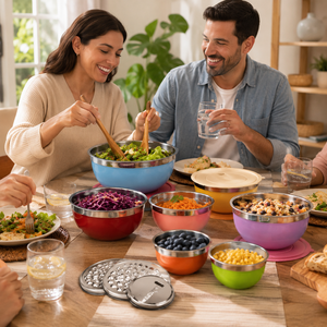 Thick Stainless Steel Egg Mixing <b>Bowls</b> With Airtight Lids Stackable Colorful Salad <b>Bowls</b> for Kitchen Baking Prep - Product Image 6