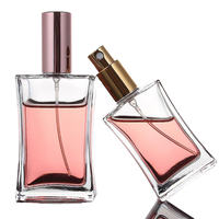 Botol Parfum Mini Tinggi Pipih 50ml Kaca Tutup Ulir Crimp Atomizer Emas Hitam Perak Botol Semprot Cologne Saku untuk Perjalanan
