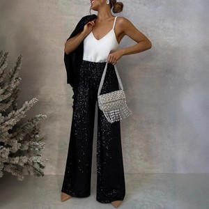 Tricolor Beaded Suit High Waist Casual Pants Women's 2 Piece <b>Set</b> Fashion - Product Image 5