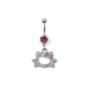 Cute <strong>Cat</strong> Navel <strong>Ring</strong> Zircon Cartoon Cute Hello Kitty Stainless Steel Belly Button <strong>Ring</strong> Women's Gift Body Jewelry - Product Image 6
