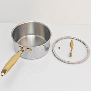 10 pezzi <span class=keywords><strong>Set</strong></span> pentole in acciaio inossidabile in oro e 3 strati martellati pentole e padelle in acciaio inossidabile per cucina domestica - Product Image 4