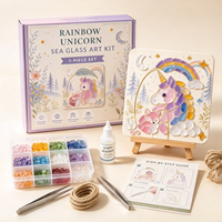 Kit d'art mosaïque en verre de mer pour fusée spatiale DIY en gros, ensemble de loisirs créatifs en carreaux de verre avec chevalet, fournitures de jouets éducatifs