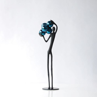 Sculpture Moderne Minimaliste Personnalisée en Métal en Forme de Ballon, Statue d'Art Noire, Ornement Décoratif pour Centre Commercial et Salle d'Exposition