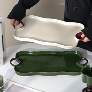 Vassoio di lusso in ceramica con manici piatto di <span class=keywords><strong>porcellana</strong></span> per stoviglie e <span class=keywords><strong>servizio</strong></span> alberghiero - Product Image 1