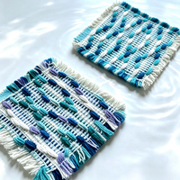 Sous-verre en jacquard tissé à la main, coloré, rayé, avec franges, style bohème, absorbant, pour protéger la table