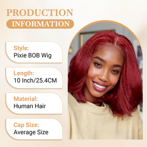 FH 5x5 Lace Front C Type Raw Human Hair #99J <b>Short</b> Bob Glueless Afro Kinky Straight <b>Short</b> <b>Wig</b> Human Hair - Product Image 6