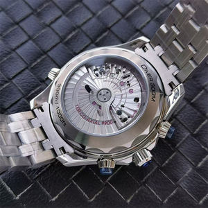 Montre de plongée mécanique de luxe 44 mm, mouvement d'usine 9900, étanche, lunette en céramique noire, chronographe 300 m, réserve de marche, montre noire - Product Image 5