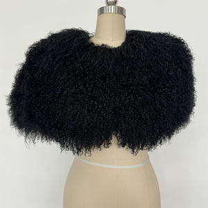 Veste pour femme, veste courte en <span class=keywords><strong>fourrure</strong></span> de mouton, veste en <span class=keywords><strong>fourrure</strong></span> de mouton de Mongolie véritable, manteau luxueux et chaud, nouvelles arrivées - Product Image 2