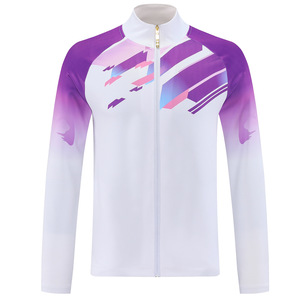 Ensemble de maillots de football pas cher à manches longues avec fermeture éclair, en polyester uni, pour hommes - Product Image 4