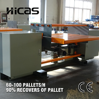 Machine de démontage de palettes horizontale HICAS SF5202, scie à ruban, 60-100 palettes/heure, 1 opérateur, 90% de récupération du bois, CE, 8,25 kW