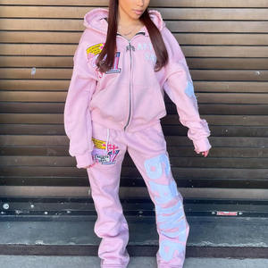 <span class=keywords><strong>Tuta</strong></span> Sportiva Personalizzata da <span class=keywords><strong>Donna</strong></span> <span class=keywords><strong>Oversize</strong></span> Stile Y2k con Patch Ricamate Completo da Jogging Femminile - Product Image 2