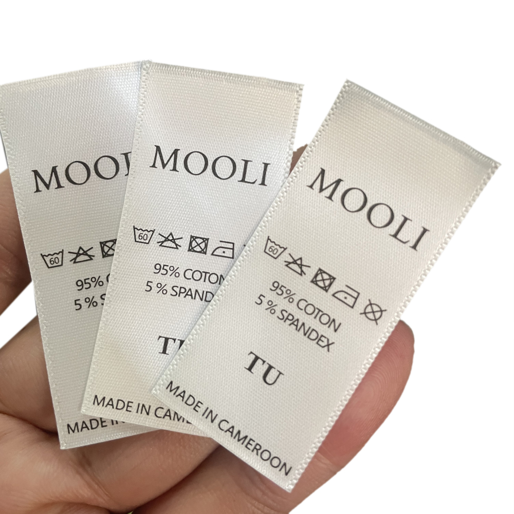 Clothes Label Tag Custom Printing Clothing Brand Name Logo Satin Garment Size Wash Care Labels