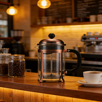 Cafetière et théière à piston français, capacité 350/600/800/1000 ml, pot en verre avec piston en acier inoxydable, emballé, capacité 1 L