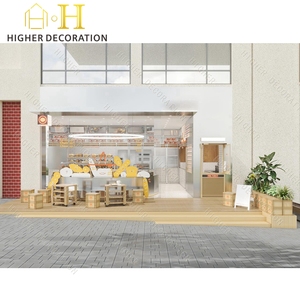 Customized Luxury Bakery <strong>Display</strong> <strong>Cabinet</strong> <strong>LED</strong> <strong>Lighting</strong> Bread Showcase Wall Solid Wood Metal <strong>MDF</strong> Counter for Shopping Malls - Product Image 1