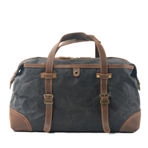 Waterproof Canvas <strong>Leather</strong> Travel Bag Business Trip <strong>Holdall</strong> with Zipper Closure Outdoor Adventure Gift for Men and <strong>Women</strong> - Product Image 4