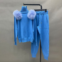 Vêtements d'hiver à col roulé haut tricoté pour femmes ensemble de pulls deux pièces pour femmes vente en ligne