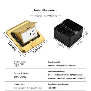 Presa <span class=keywords><strong>e</strong></span> Spina Industriali Americane da Pavimento 20A 125V ad Alta Potenza, Design Pop-Up a Sei Fori, Standard Americano - Product Image 3