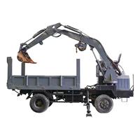 Transporteur sur roues de 6 tonnes avec bras d'excavatrice et benne hydraulique pour l'exploitation minière, la construction et l'agriculture