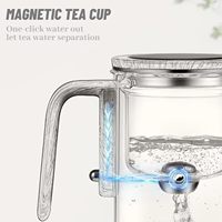 Théière en verre magique de 800 ml avec infuseur et poignée en bois, séparation eau/infusion, vente chaude en usine