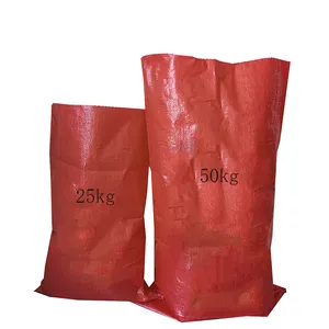 benutzerdefiniert rot gedruckt pp gewebt polypropylen raffia sack tasche 25 kg 50 kg 100 kg für verpackung reis mehl getreide mais mais mais dünger