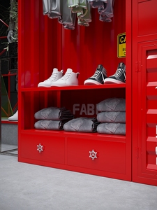 Armario de valla de alambre de dos capas personalizable armario abierto Industrial rojo contenedor de ropa de Metal comercial para tienda de ropa - Product Image 5