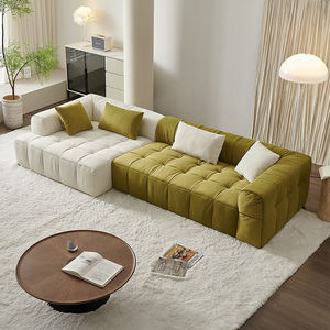 Divano Nordico per Soggiorno, Divano Modulare ad Angolo a Forma di L, Divano a 2 Posti <span class=keywords><strong>Beige</strong></span> Confortevole in Tessuto per Casa - Product Image 1