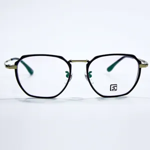 Kacamata Pria Bingkai Kacamata Optik Bingkai Optik Kacamata Anti Cahaya Biru Bingkai Optik Jembatan Tunggal-Logam Berkualitas Tinggi