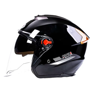 Casco de Motocicleta <span class=keywords><strong>Mustang</strong></span> 503 de Media Cara con Doble Visera y ABS, Color Marrón, Rojo y Azul, Elegante para <span class=keywords><strong>Mujer</strong></span> - Product Image 3