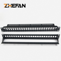 Panel Patch Kosong ZHEFAN 19 Inch 1U 24 Port CAT5e Cat6 Cat6a Tanpa Kabel