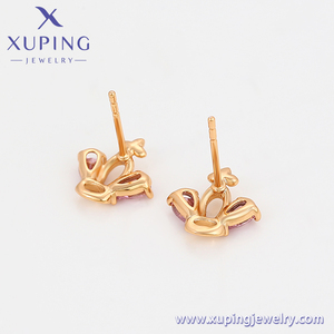 Boucles d'oreilles en or plaqué or 18k, bijoux xuping, Vintage, élégant, couronne, reine, Style roi, diamant rose, S00157412 - Product Image 4