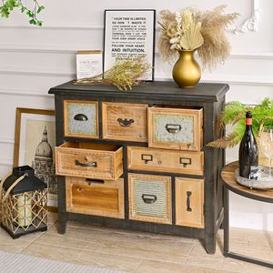 INNOVA Home Durable Vintage <b>Wooden</b> Multi-Drawers Accent Design Living Room Cabinet with Handle for Dining - Product Image 4