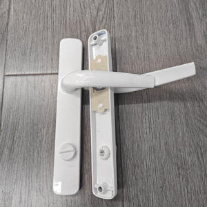 Pabrik langsung aluminium Aloi putih pegangan pintu kunci tuas 90 lubang Pitch untuk kamar mandi kaca geser tarik pintu pegangan perangkat keras - Product Image 6