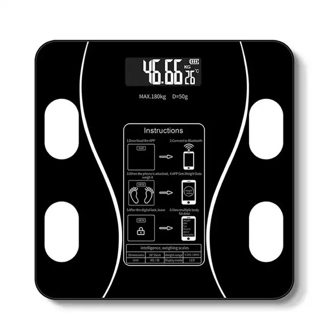 Professional 180kg Household Bathroom Weighing Scales Smart Electronic Body Fat and BMI Sensor App Controlled