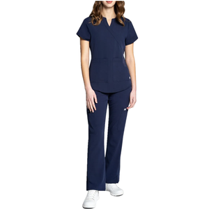 Uniforme da infermiera morbida elasticizzata moda ospedale <span class=keywords><strong>blu</strong></span> Navy uniformi ospedaliere con tuta da donna - Product Image 3