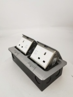 MAADN Boîtier de prise de sol escamotable en aluminium, robuste, 13A, avec port LAN pour ordinateur, pour bureau à domicile