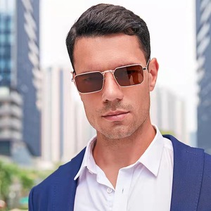 <b>Square</b> Unisex <b>Sunglasses</b> Metal Frame Gold Color TAC Lens UV385 Protection Fashionable Design - Product Image 1