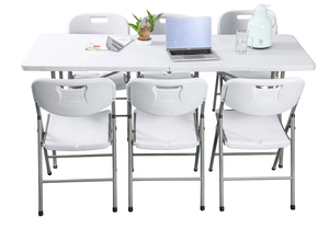 Tragbarer 6-Fuß-Klapptisch aus tragbarem Polyethylen für den Innen-und Außenbereich - Product Image 2